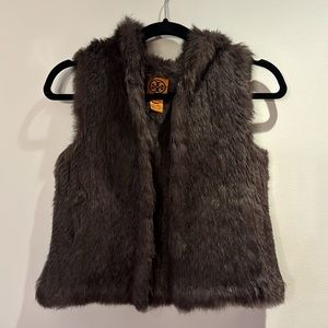 Tory Burch Rabbit Fur Hooded Vest